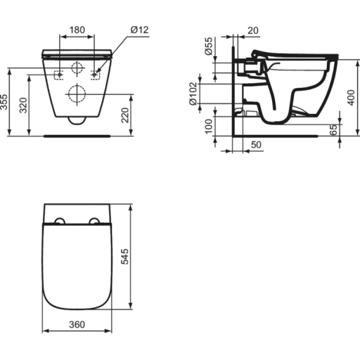 Комплект инсталляции AQUATEK с подвесным унитазом IDEAL STANDARD I.Life B с сиденьем и кнопкой ST533018